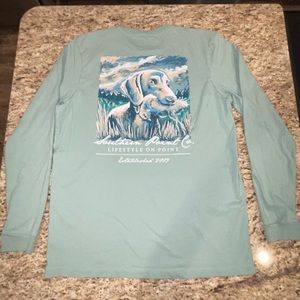 Southern Point Co. Men's Long Sleeve Shirt - Seafoam with Dog Graphic